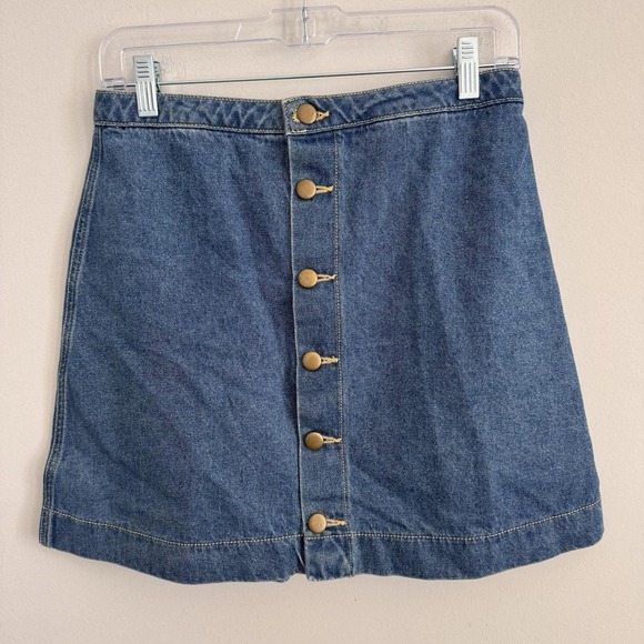 American Apparel Dresses & Skirts - American Apparel Denim Mini Skirt Button Front Medium Stone Wash Indigo Blue M